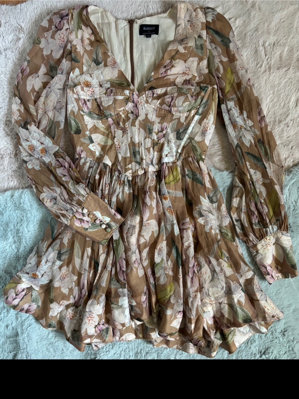 Bardot zelina mini long sleeve dress